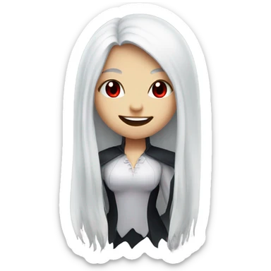 happy vampire girl red eyes white hair sticker