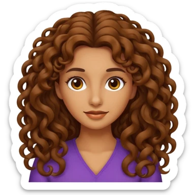 Mujer piel canela y pelo rizado largo  sticker