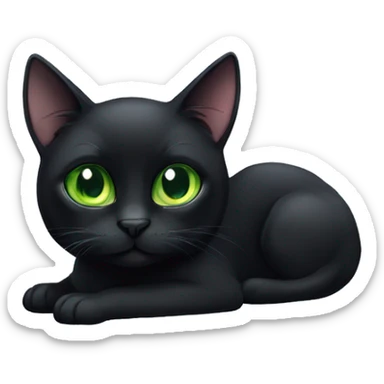 A skinny and short-haired magical black cat with green eyes sticker