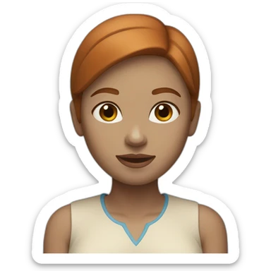 Dark gingerhair woman with blue eyes and with straight short hair, blue eyes and light beige skin  sticker