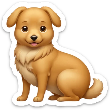 pregnant golden dog holding its belly sticker