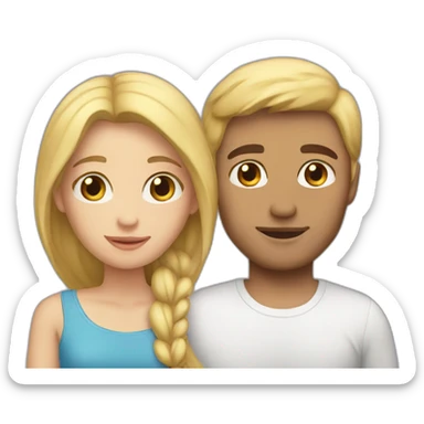 couple in love. She is with blonde hair, but he is with brown hair sticker