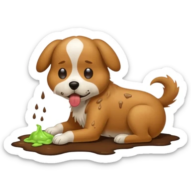 the dog is vomiting on the floor sticker
