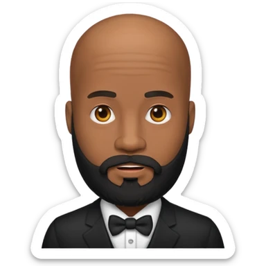 A black gigolo with a full beard and bald head sticker