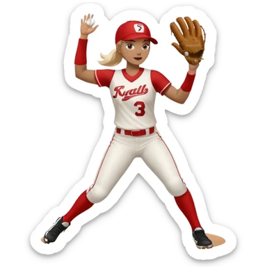 3rd base softball player throwing with arm sleeve sticker