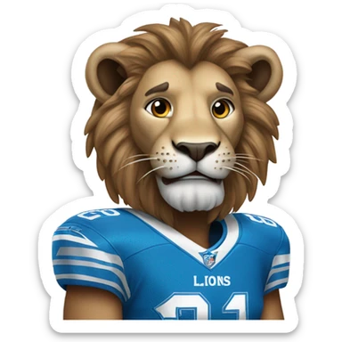 A lion wearing a Detroit Lions jersey  sticker