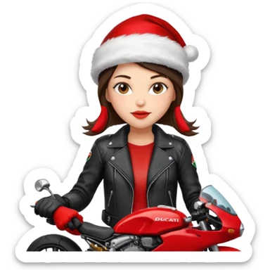 biker girl brune moto christmas ducati sticker