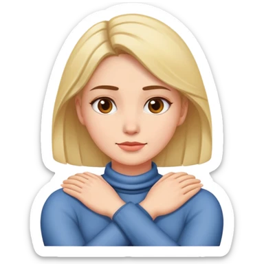 Woman crossing arms around neck  sticker
