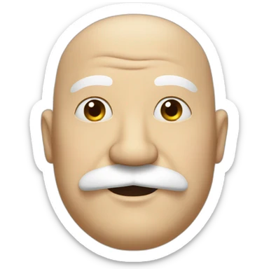 Old fat bald man mustache  sticker