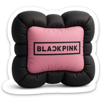 BLACKPINK-inspired object, black and pink colors, plush and cozy cushion design sticker