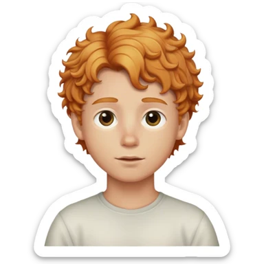 blond boy wearing with copper curly hair sticker