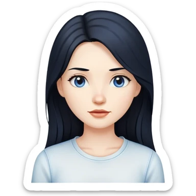 pale female with long black hair, wearing white shirt and blue jeans and converses sticker