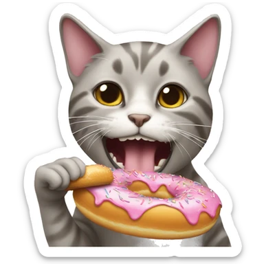 cat eating donut sticker