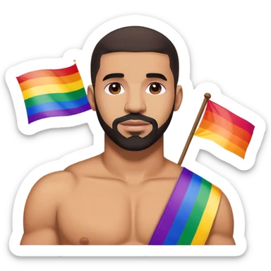 drake holding a pride flag sticker