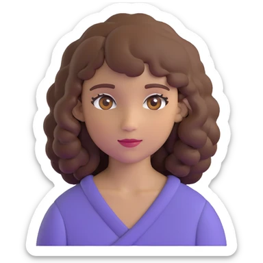 white girl with brown curly hair and brown eyes sticker