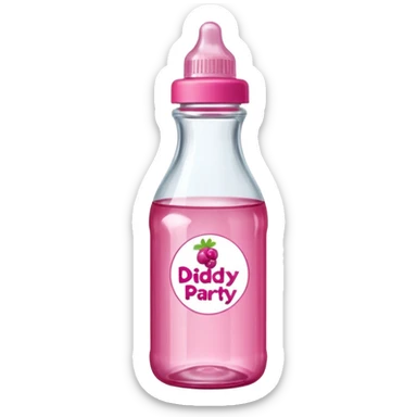 realistic baby oil style bottle pink cap pink logo clear bottle with berry logo with diddy party written and a berry on top bottle sticker