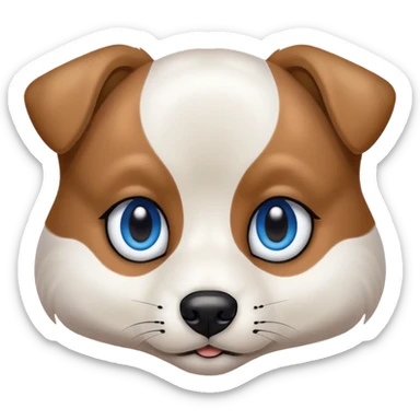 Black and white dog with one blue eye and one brown eye sticker