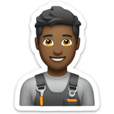 car mechanic working on tesla sticker