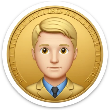 avers gold coin in front side with data scientist close-up and detailed piece of coin sticker