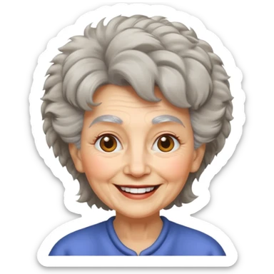 grandma with furry hair sticker