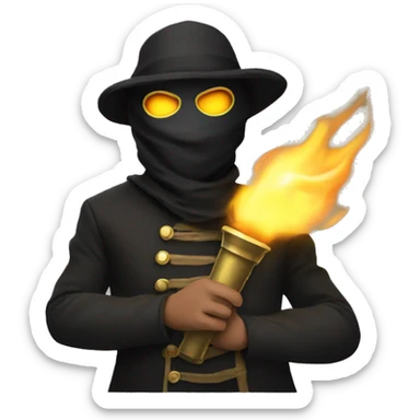 Masked man in revolution costume with torch sticker