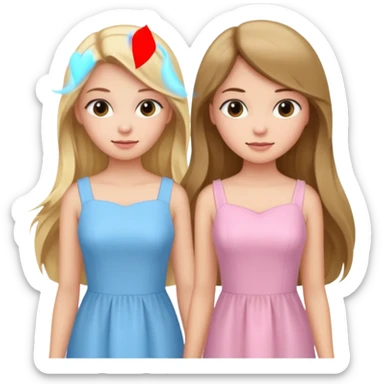 happy pride and predjudice blonde girl in light blue dress and long hair brunette girl in light pink dress sticker
