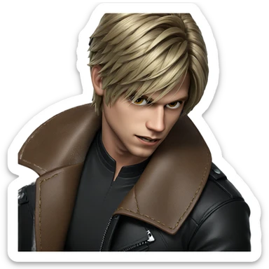 blonde boy in leather jacket sticker