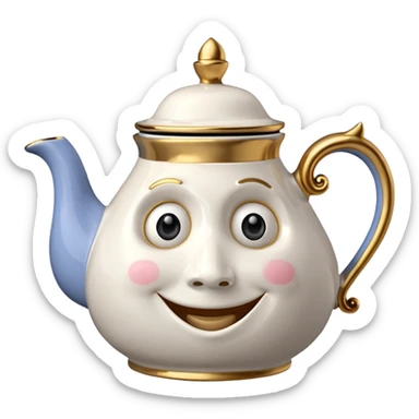 A character from the fairy tale Beauty and the Beast: Mrs. Potts, the lady who was turned into a teapot and retains the teapot's original form. sticker