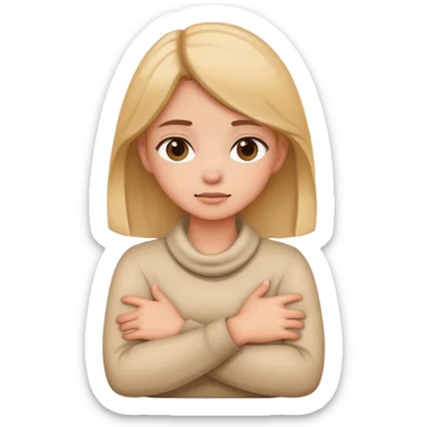 Crossing arms holding neck girl sticker
