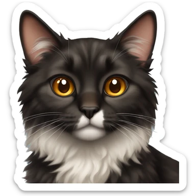 A black and brown fluffy cat with heterochromia sticker