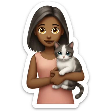 A girl holding a ragdoll cat sticker