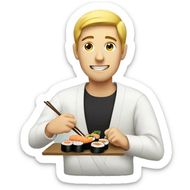 guy eating sushi sticker