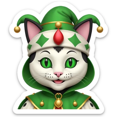 mac os icon code computer retro terminal, black, green white, fantasy court jester cat draw as ASCII code inside the terminal sticker