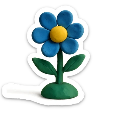 blue flower in claymation style sticker
