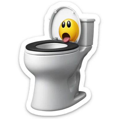 toilet with symbiote suit on and tongue coming out of mouth made from the lid and seat sticker