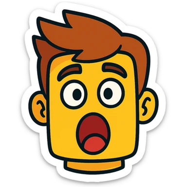 Roblox man face, surprised, cartoonish, expressive sticker