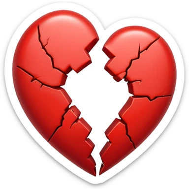 heart broken in half red sticker