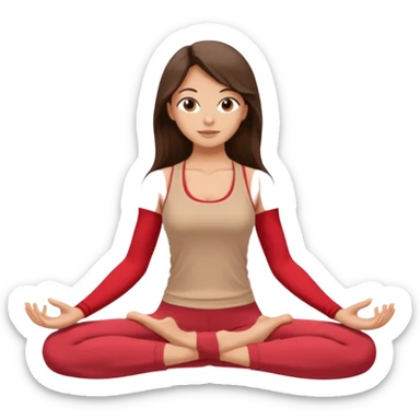 Девушка брюнетка с длинными волосами, костями глазами занимается йогой. Картинка должна были в цветах: бежевый, бледно коасгый и коричневый sticker