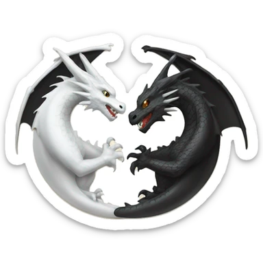 A black dragon and a white dragon forming a yin yang  sticker
