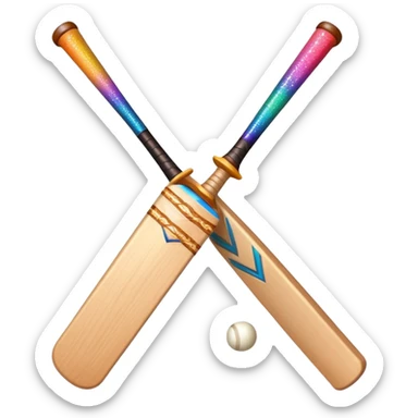 cricket bat and ball with sparkles sticker