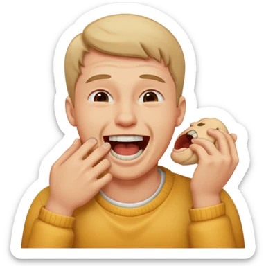 Guy choking himself while laughing sticker