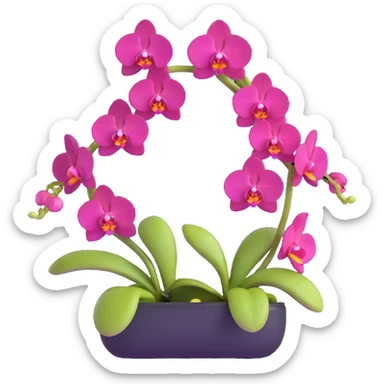 Detailed phalaenopsis moth orchid with realistic texture, elegant arching stem and multiple blooms sticker