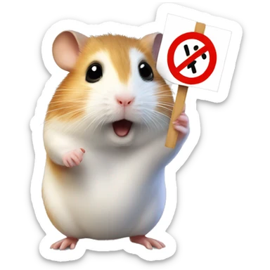 hamster holding a 'no entry' sign sticker