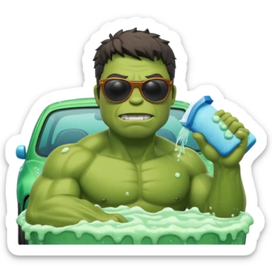hulk lavando carro sticker