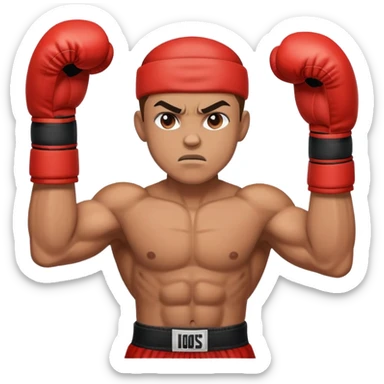 Boxer with gloves in fighting stance sticker