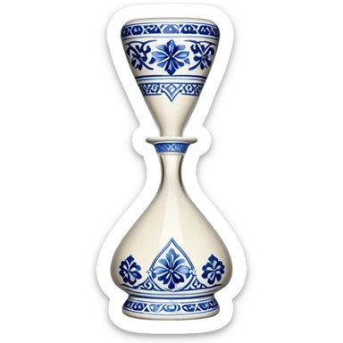 blue and white, intricate, porcelain, hourglass shaped tequila bottle sticker