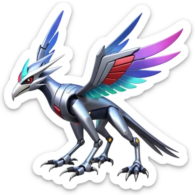 Futuristic Shiny Metallic Alloy Cyborg-Cyber-Skarmory-Nargacuga-Noivern-Silvally-fusion (full body) sticker
