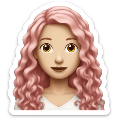 WHITE woman with long ruby hair and white skin sticker