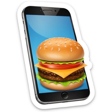 a phone that has a picture of a hamburguer in the frames of the phone not outside sticker