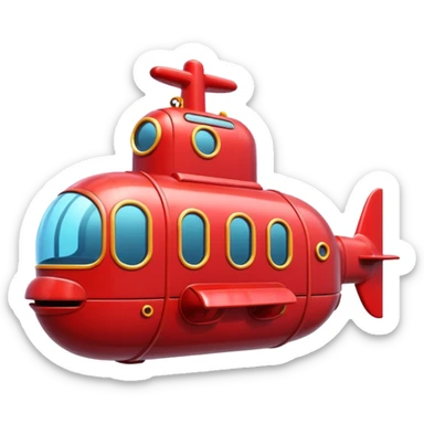 A cute cartoonish red submarine with oversized windows and bubbly edges.
















 sticker